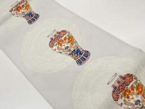 鏡裏に花瓶模様織出し袋帯